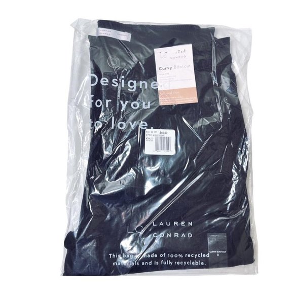 LC Lauren Conrad Womens Black High Rise Curvy Barely Bootcut Jeans Sz 8 NWT - Picture 2 of 8